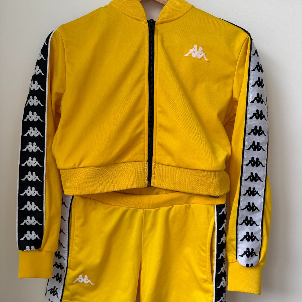 Kappa Youth XS 2-Piece Matching Set | Yellow Track Jacket & Shorts